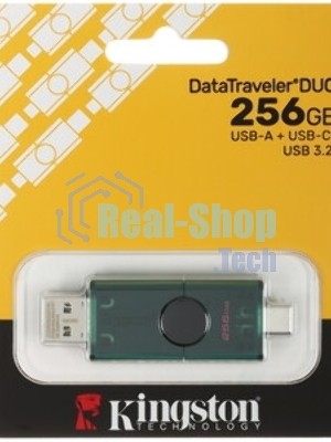 Флешка USB Kingston DataTraveler Duo (DTDEG2/256Gb), 256Gb, USB3.2/Type-C, R/W 150/60, зеленая