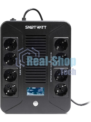 Источник бесперебойного питания SMARTWATT UPS SAFE PRO LCD 600 Line-interactive 600VA/360W Brick (Euro x8, USB, RJ11/RJ45 protection, LCD, 275x210x9