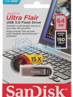 Флешка USB Sandisk 64Gb Cruzer Ultra Flair SDCZ73-064G-G46 USB 3.0 серебристый/черный