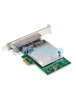 Сетевой адаптер ExeGate EXE-564 (PCI-E x1 v2.0, 4xRJ45, UTP 10/100/1000Mbps, Realtek Chipset RTL8111H+ASM1184e)