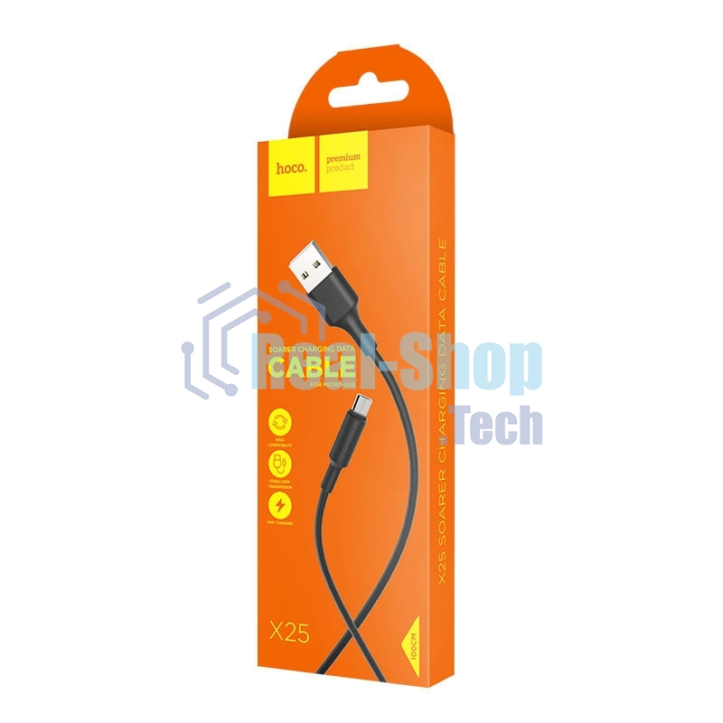 Кабель USB 2.0 hoco X25, AM/microBM, черный, 1м