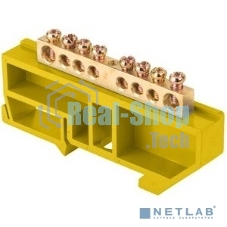 Шина нулевая N 6х9 8 отвер. латунь желт. изолятор на DIN-рейку PROxima EKF sn0-63-08-dz