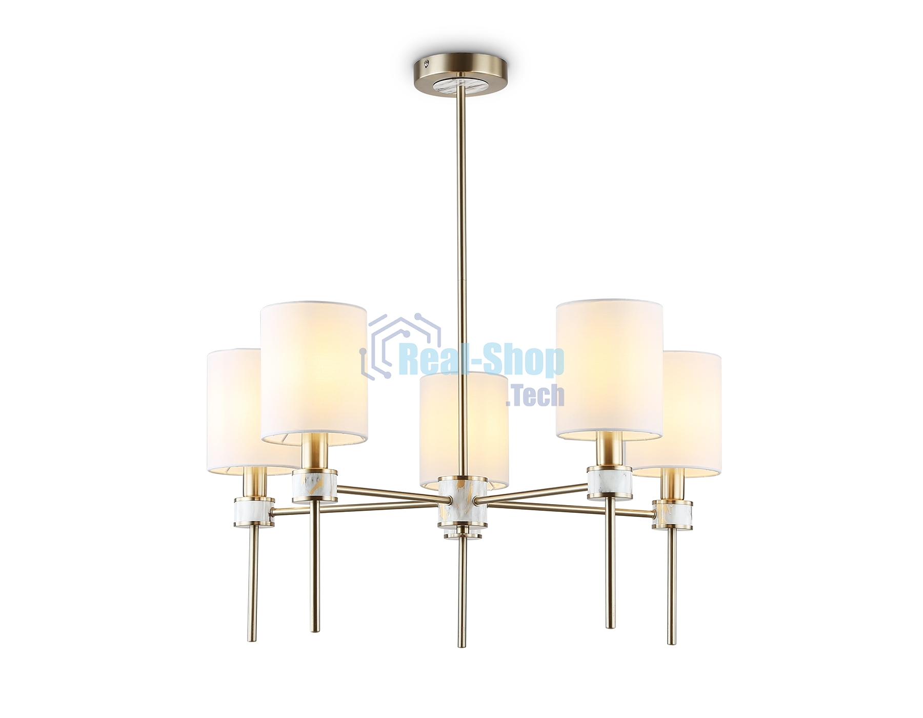 Люстра Ambrella light LH72371/5 DBS/WH темная латунь/белый E14/5 max 40W D680*720