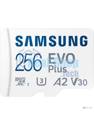 Флеш карта microSDXC 256Gb Samsung EVO Plus Class 10, A2, V30, UHS-I (U3), W 90 МБ/с, R 160 МБ/с, MB-MC256SA/KR адаптер на SD