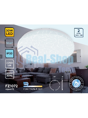 Потолочный светодиодный светильник Ambrella light FZ1072 WH белый 30W 6400K D370*55 (Без ПДУ)