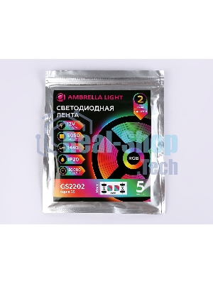 Светодиодная лента Ambrella light GS2202 5050 60Led/ 14.4 m/ 12V IP20 RGB/ 5000*10*1.87mm (4 конт.)