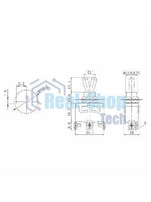 Тумблер Rexant 250V 15А (3c) ON-ON однополюсный