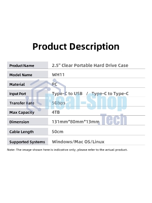 Внешний бокс 2.5 SATA Netac WH11 USB 3.0 NT07WH11-30CC слайд прозрачный корпус
