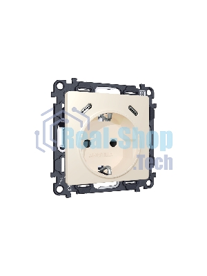 Комплект механизма электрической розетки 2USB С+C 20W с/з на винтовых зажимах 16A-250V ALFA Бежевый матовый QUANT (AP3305, VM165) MA330510