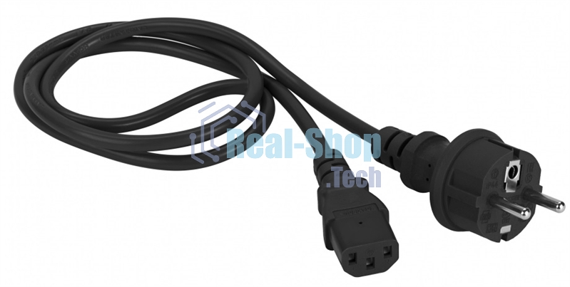 Шнур питания C13-Schuko прямая, 3х0.75, 220В, 10А, черный, 1 метр