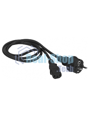 Шнур питания C13-Schuko прямая, 3х0.75, 220В, 10А, черный, 1 метр