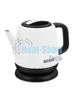 Чайник электрический Kitfort KT-6112 1 л, 1630 Вт, белый/черный (корпус: нержавеющая сталь)