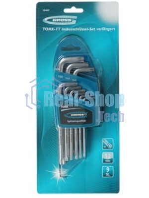 Набор ключей Gross 16407 имбусовых torx-tt 9шт: t10-t50 удлиненные s2 сатинированные