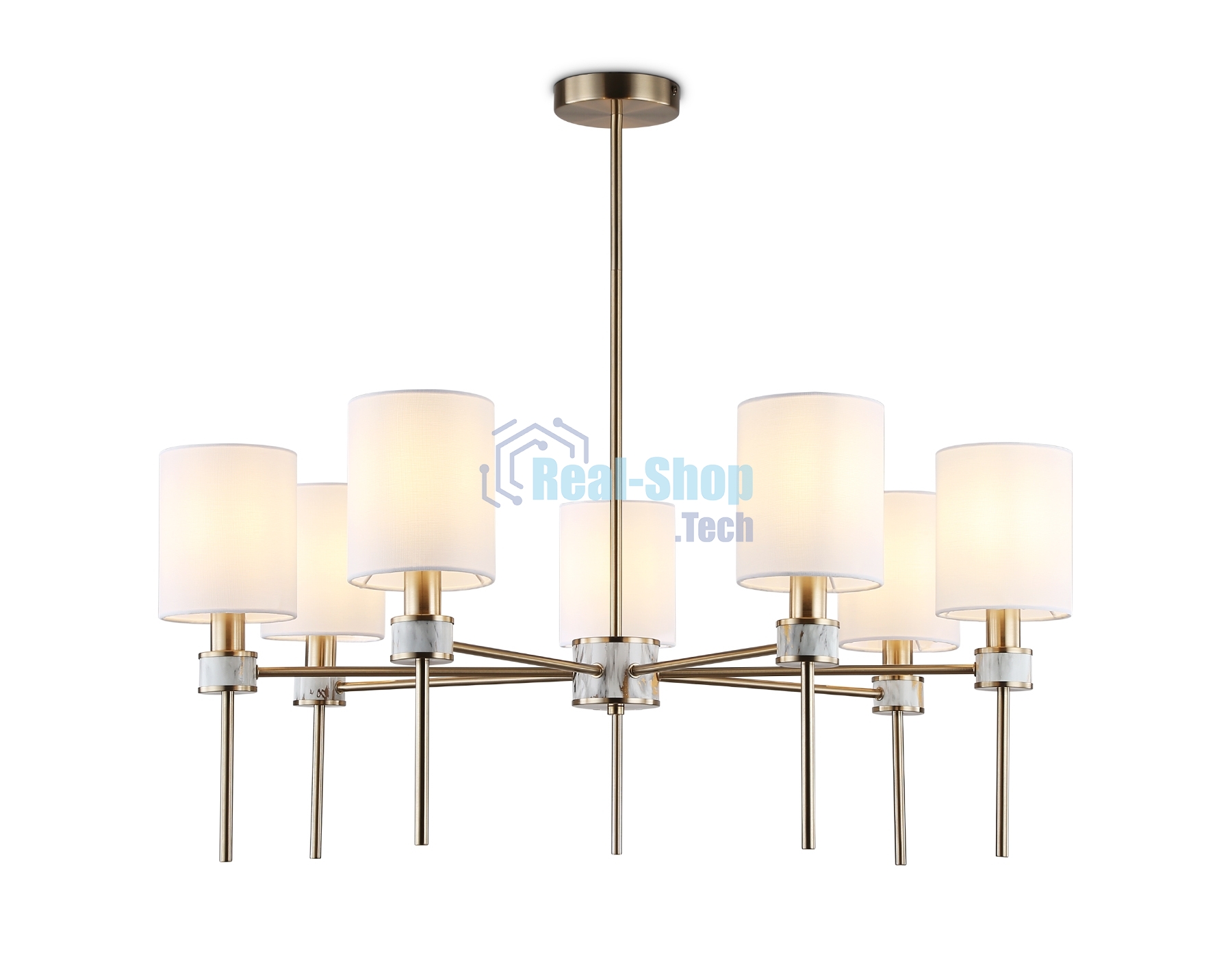 Люстра Ambrella light LH72373/7 DBS/WH темная латунь/белый E14/7 max 40W D840*720