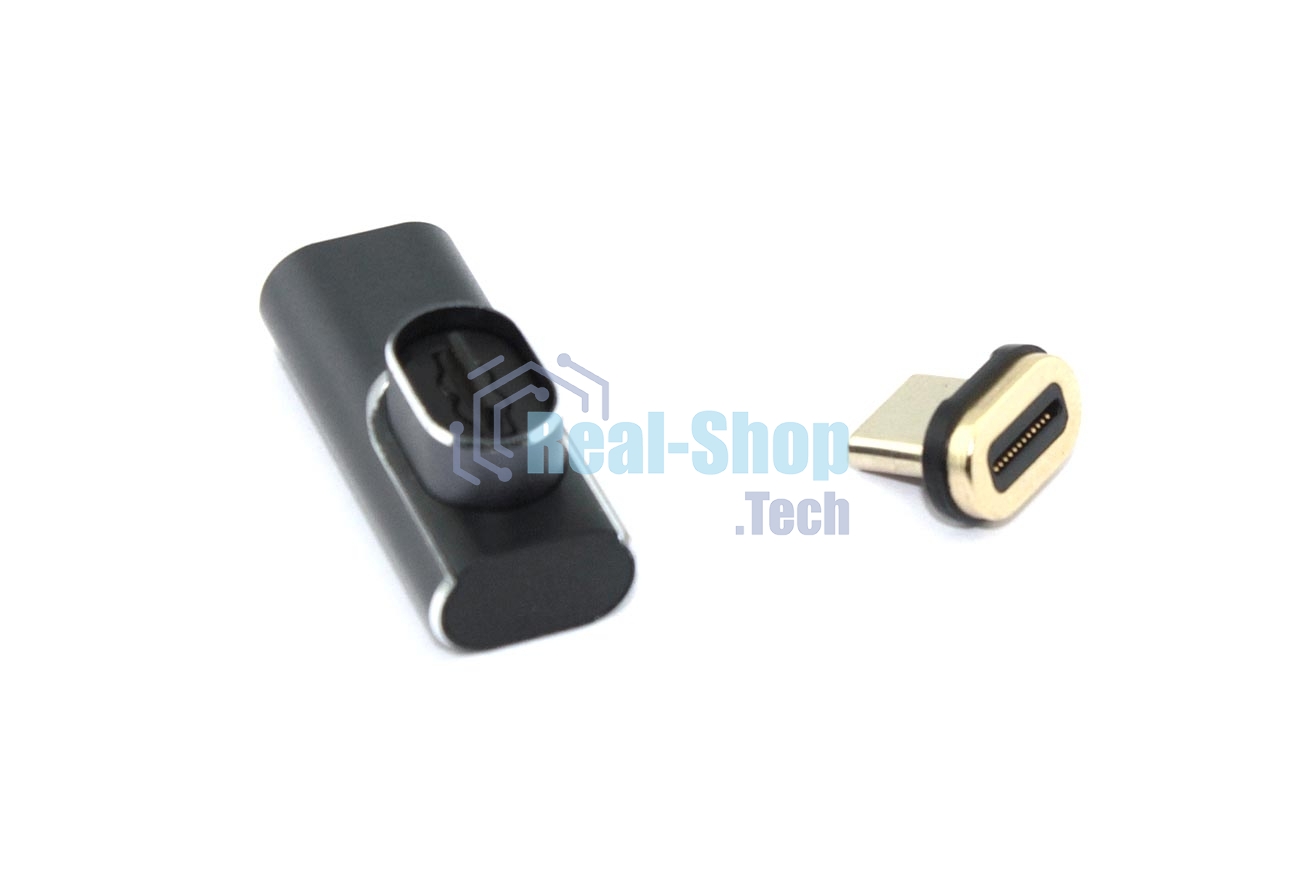 Переходник USB 4 Type-C мама-папа угловой с магнитным разъемом тип 2