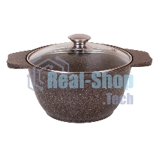 Кастрюля Kukmara 4 л со стеклянной крышкой АП (кофейный мрамор) КМК42а
