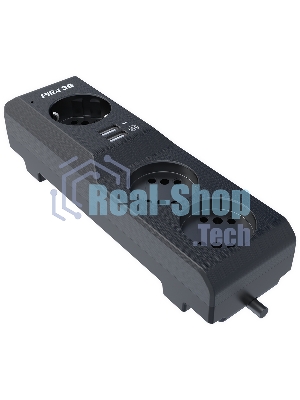 Сетевой фильтр Surge protector Pilot 3G 3xGP euro outlets, 10А/2.2 кВа, 2xUSB, 10m, черный