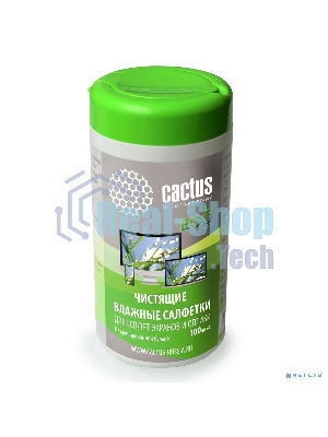 Салфетки Cactus CS-1001PE для экранов и оптики туба 100 шт влажных