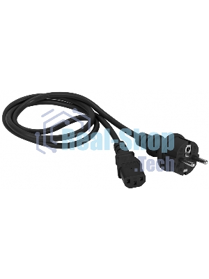 Шнур питания Lanmaster C13-Schuko, 3х0.75, 220В, 10А, черный, 1.5 метра