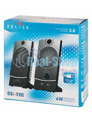 Акустическая система Oklick OK-118 2.0 черный 4Вт