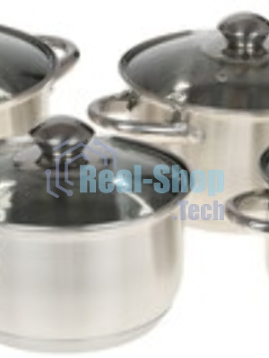 Набор посуды KELLI KL-4202 8 пред. (Ковшик 2л. Кастрюля 2 л. Кастрюля 2,6 л. Кастрюля 3,6 л. Высококачественная нерж. сталь 18/10. 5-ти слойное капсульное дно. Жаропрочные стекл. крышки.)