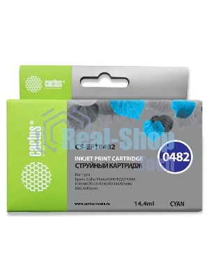 Картридж струйный Cactus CS-EPT0482 голубой (14.4 мл) для Epson Stylus Photo R200/R220/R300/R320/R340/RX500/RX600/RX620/RX640