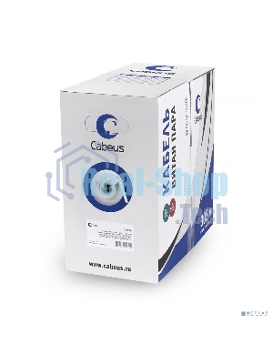 Кабель витая пара UTP (U/UTP) Cabeus UTP-4P-Cat.6-SOLID-LSZH-GY категория 6, 4 пары (23 AWG), одножильный, LSZH нг(А)-HF, серый (305 м)