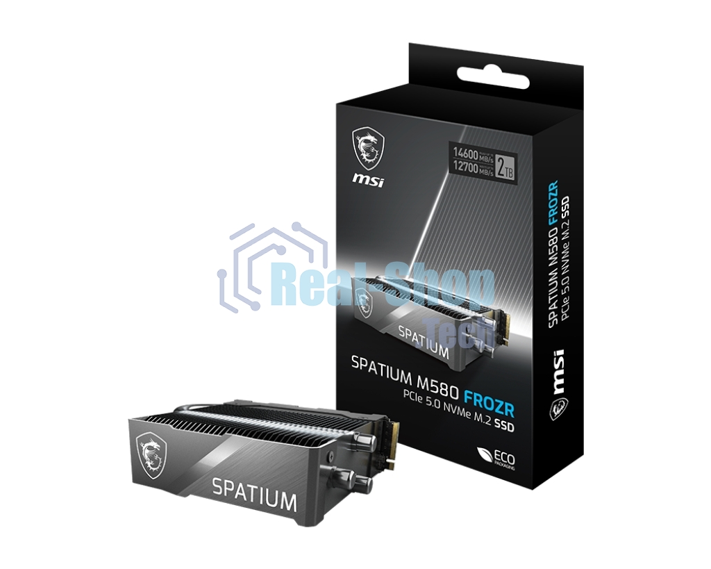 Накопитель SSD MSI 4Tb SPATIUM M580 FROZR,M.2(22x80мм), NVMe, PCIe 5.0 x4, 3D TLC, R/W 14100/12600, IOPs -/-, DRAM buffer 8192, TbW 3000, DWPD 0.38, with Heat Spreader (5 лет)