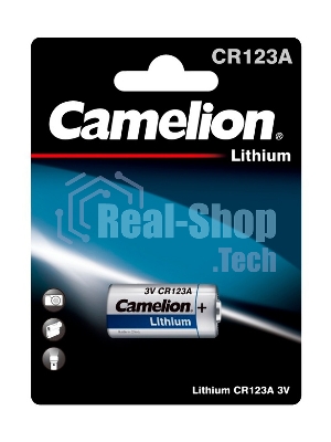 Батарея Camelion CR123A BL-1 (CR123A-BP1, батарейка фото,3В)