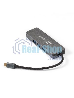 USB-концентратор ExeGate DUB-31C/PD/H (кабель-адаптер USB Type-C --> 3xUSB3.0 + PD 60W + HDMI 4K@30Hz, Plug&Play, серый)
