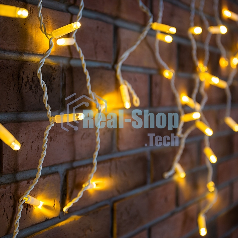 Гирлянда Neon-night Айсикл (бахрома) светодиодный, 1,8 х 0,5 м, белый провод, 230 В, диоды теплый белый, 48 LED