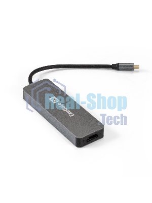 USB-концентратор ExeGate DUB-31C/PD/H (кабель-адаптер USB Type-C --> 3xUSB3.0 + PD 60W + HDMI 4K@30Hz, Plug&Play, серый)