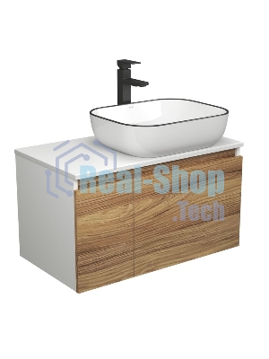 Комплект для ванной, 3 предмета (тумба Bau Dream Blackwood 80 + раковина BAU Stil Black Rand 50х40, белая, смеситель высокий Hotel Black)
