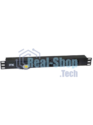 Блок розеток ITK PDU 7 розеток DIN49440 (нем. cтанд.) с LED выключателем, 1U, шнур 2м вилка DIN49441 (нем. станд.), профиль из ПВХ, черный