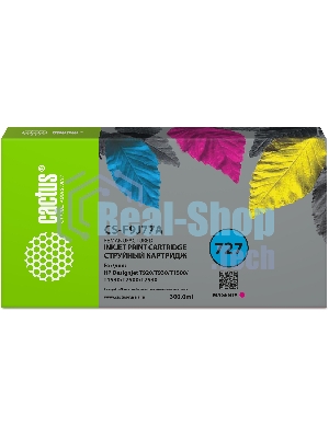 Картридж струйный Cactus CS-F9J77A 727 пурпурный (300 мл) для HP DJ T920/T930/T1500/T1530/T2500/T2530
