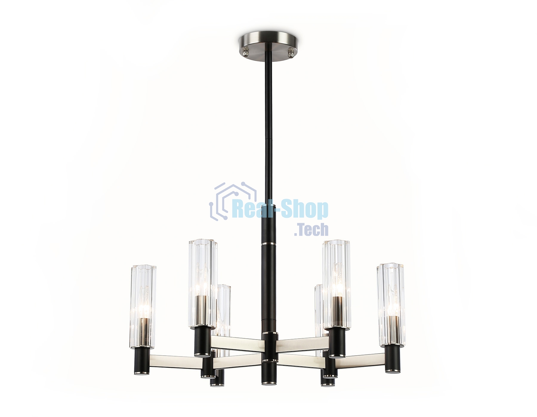 Люстра Ambrella light LH55501/6 SN/BK/CL сатин никель/черный/прозрачный E14*6 max 40W D570*760