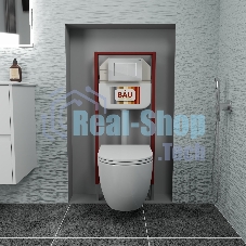 Комплект BAU 6 в 1: рамная инсталляция, унитаз подвесной безободковый Bau Dream 53, сиденье дюропласт микролифт, кнопка смыва BAU Stil , белый глянец