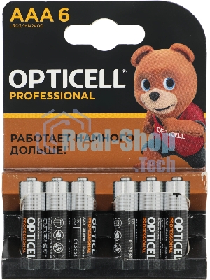 Элемент питания алкалиновый AAA/LR03 (блист. 6шт) Professional Opticell 5052004