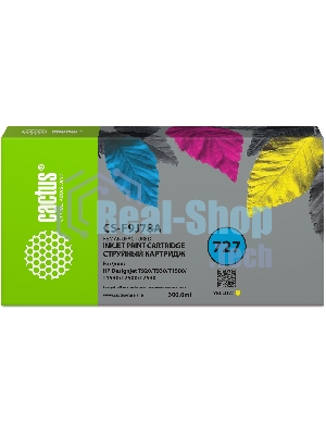 Картридж струйный Cactus CS-F9J78A 727 желтый (300 мл) для HP DJ T920/T930/T1500/T1530/T2500/T2530