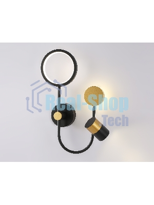 Настенный светодиодный светильник со сменной лампой Ambrella light FL51602/3 BK/GD черный/золото 11W 4200K+GU10 424*275*100