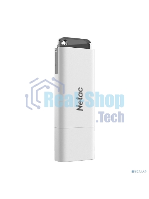 Флешка USB Netac U185 (NT03U185N-064G-20WH), 64Gb, USB 2.0, R/W 25/10, белый/серый