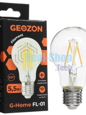 Умная LED лампа филамент GEOZON/E27/A60/5.5W/2200K-5500K/Wi-Fi/AC 220-250В, 50/60Гц/500lm/transparent GSH-SLF01