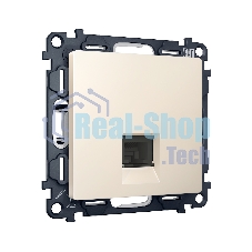 Комплект механизма компьютерной розетки ALFA Бежевый матовый RJ-45(8P8C) CAT6 с шторкой QUANT (AP3320, VM188) MA332010