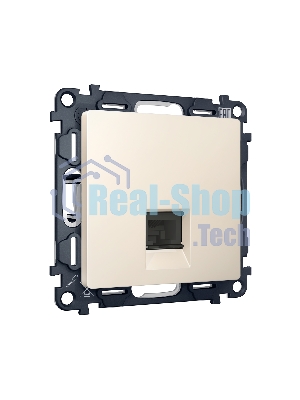 Комплект механизма компьютерной розетки ALFA Бежевый матовый RJ-45(8P8C) CAT6 с шторкой QUANT (AP3320, VM188) MA332010