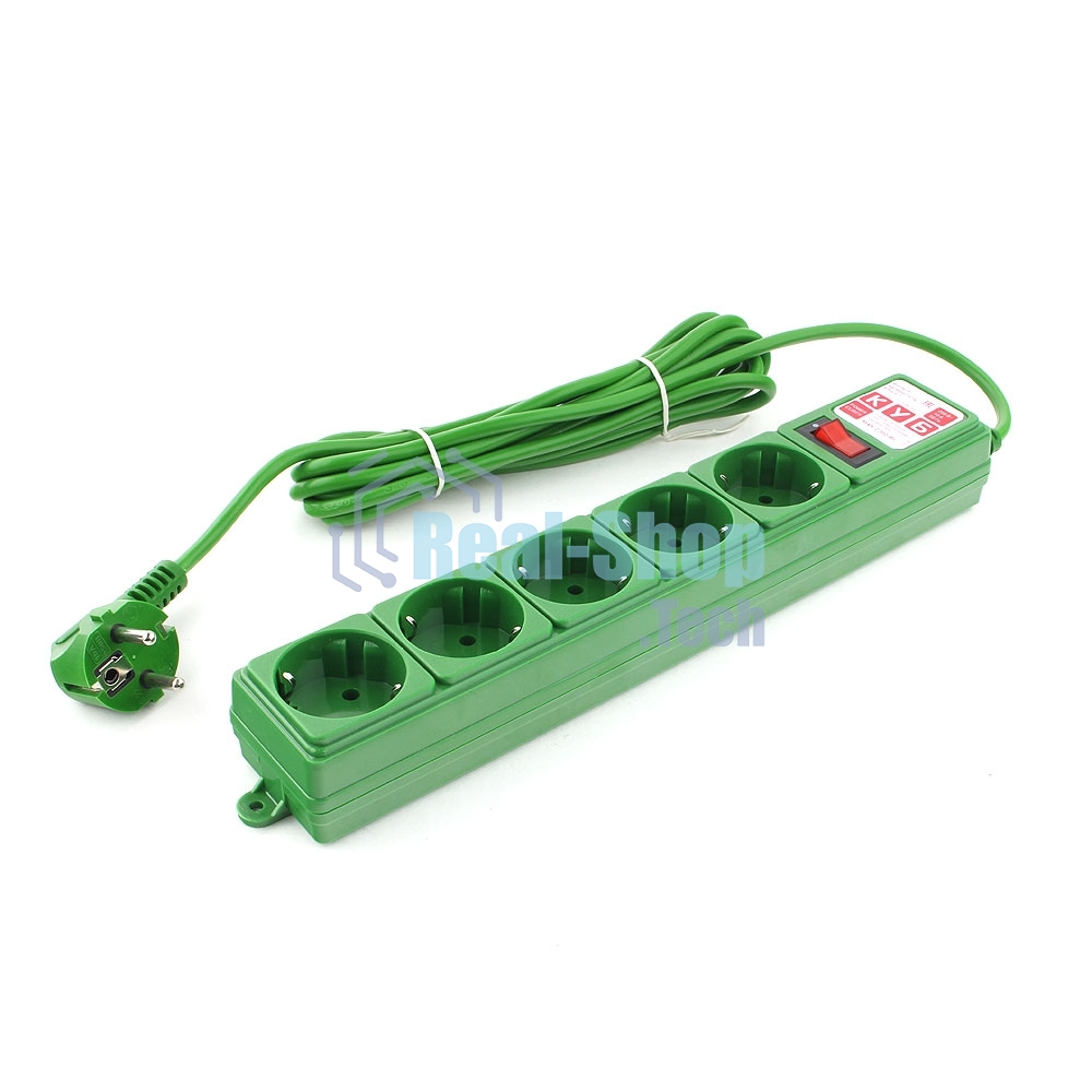 Фильтр-удл. Power Cube PC 3м 5р, зел. 10А/2,2кВт