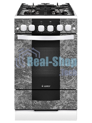 Плита газовая Gefest 5500-02 0113 мрамор, конфорок 4 шт, духовка 52 л, 50 см x 85 см x 58.5 см
