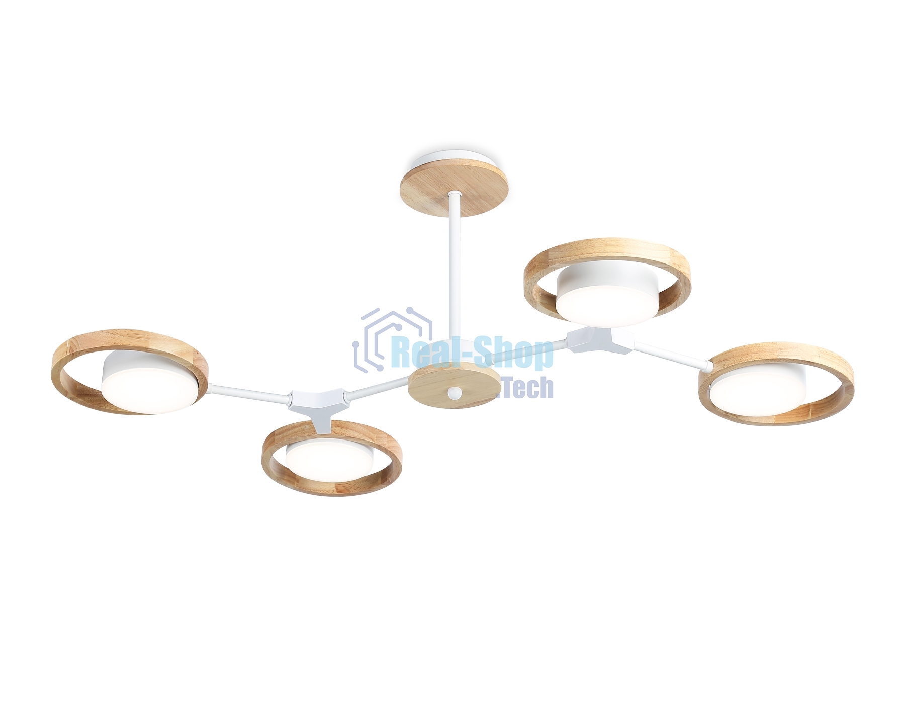 Подвесной светодиодный светильник Ambrella light FL51609/4 WH/LW белый/светлое дерево 3000K/4200K/6400K 28W 825*530*285 (Без ПДУ)