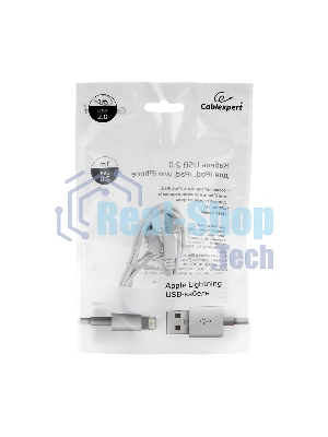 Кабель USB Cablexpert CC-USB-AP2MWP AM/Apple, для iPhone5/6 Lightning, 1м, белый, пакет