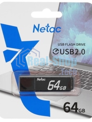 Флешка USB Netac U351 (NT03U351N-064G-20BK), 64Gb, USB 2.0, R/W 25/10, черный