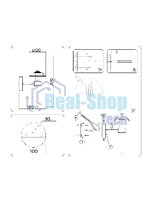 Настенный светильник Ambrella light LH72375 DBS/WH темная латунь/белый E14 max 40W 190*120*370